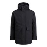 Jack & Jones 12211896 Kapüşonlu Siyah Erkek Kaban