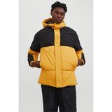Jack & Jones 12235870 Sabıt Kapısonlu Uzun Kaban Mont - Hardal - Siyah
