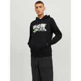 Jack & Jones 12240214-Black Jcodust Sweat Hood Sn Erkek Siyah Sweatshirt