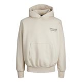 Jack & Jones 12244773 Jorgracia Graphic Sweat Hood LN Kırık Beyaz Erkek Sweatshirt