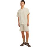 Jack & Jones 12256772 Gömlek Yaka Rahat Kesim Kısa Kollu Bej Erkek Gömlek