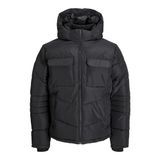 Jack & Jones 12256858 Jjbuıld Puffer Kapüşonlu Siyah Erkek Mont