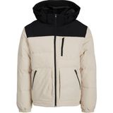 Jack & Jones 12258416 Jjeotto Puffer Siyah Bej Kapüşonlu Mont