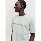Jack & Jones Açık Gri Erkek Regular Fit Çizgili T-Shirt 12289936 Jcofusıon Brand Tee Crew - 2XL
