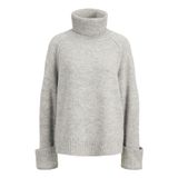 JACK & JONES Balıkçı Yaka Triko Kazak, L, 12282055, Light Grey Melange, Kadın