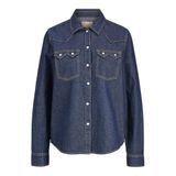 JACK & JONES Bayan Jxjules Ls Denim Gömlek DNM Ln, Koyu mavi denim, S