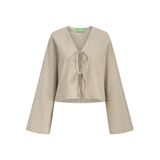 JACK & JONES Bayan Jxzoe gofre kumaş Ls Tie Shirt WVN Ln, Cornstalk, S