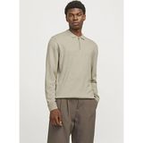 Jack & Jones Bej Erkek Melanj Kazak 12268210 Jjeemıl Knıt Polo Half Zıp - 2XL