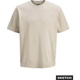 Jack & Jones Bej Erkek Regular Fit T-Shirt 12273217 Jcotarmac Fabrıc Tee Crew - Ekru - 2XL