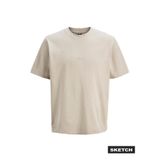 Jack & Jones Bej Regular Fit T-Shirt JCOTARMAC FABRIC TEE CREW, 2XL, 5003350686, Ekru, Erkek