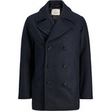 Jack & Jones Blucaptain Wool Pea Coat Erkek Lacivert Kaşe Kaban XL Beden Şık Tasarım