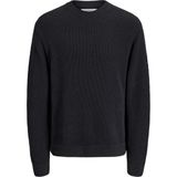 Jack & Jones Büyük Beden Bisiklet Yaka Triko Kazak - Fusion - 001-Siyah - 4XL