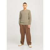 Jack & Jones Dik Yaka Fitted Kahve Erkek Kazak 12257771_JJEPERFECT Knıt Crew Neck - M