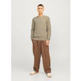 Jack & Jones Dik Yaka Fitted Kahve Erkek Kazak 12257771_JJEPERFECT KNIT CREW NECK