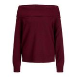 JACK & JONES Düşük Omuz Triko Kazak, M, 12264129, Cabernet, Kadın