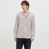 Jack & Jones Erkek Bant Yaka Uzun Kollu Gömlek - Summer - 008-Bej - XL