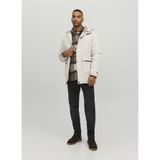 JACK & JONES Erkek Bej Parka Mont, Kapüşonlu, Çift Cepli, 2XL
