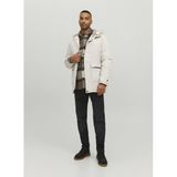 JACK & JONES Erkek Bej Parka Mont, Kapüşonlu, Çift Cepli, L Beden