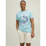 Jack & Jones Erkek Bisiklet Yaka Baskılı Tişört 12213771 - Açık Mavi