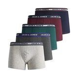 Jack & Jones Erkek Boxer 5 Li Paket Slogan Desenli Lıver Dokuma Paça Tipi - Gri - 2XL