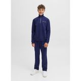 Jack & Jones Erkek Çocuk Mavi Sweatshirt, Nakışlı, Yarım Fermuarlı, 12 Yaş