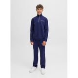 Jack & Jones Erkek Çocuk Mavi Sweatshirt, Nakışlı, Yarım Fermuarlı, 16 Yaş