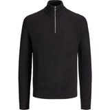 Jack & Jones Erkek Dik Yaka Fermuarli Triko Kazak - Pannel - 000-Siyah