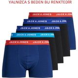 Jack & Jones Erkek Düz Renk Boxer Paketi 5'li Mavi Paça Tipi Lastikli Konforlu Seçenek 12144536