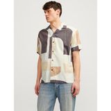 Jack & Jones Erkek Geometrik Desenli Gömlek - Blacarnaby - XL - Açık Vizon