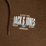 Jack & Jones Erkek Gögüs Baskili Kapüsonlu Sweatshirt - Aero - 0-Kahverengi - XL