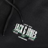 Jack & Jones Erkek Gögüs Baskili Kapüsonlu Sweatshirt - Aero - 0 - Siyah