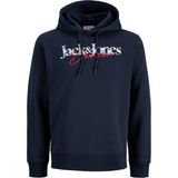 Jack & Jones Erkek Gögüs Baskili Kapüsonlu Sweatshirt - Tom - 001-Lacivert - 2XL