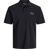 Jack & Jones Erkek Gögüs Baskili Polo Yaka Tisört - College - 0-Siyah