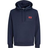 Jack & Jones Erkek Gögüs Baskili Regular Fit Kagüsonlu Sweatshirt - Rush - 00-Mavi - XL