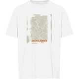 Jack & Jones Erkek Göğüs Baskılı Tişört - City - M - Beyaz