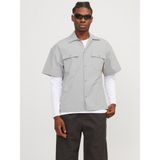 Jack & Jones Erkek Göğüs Cepli Oversized Gömlek - Altitude - Gri