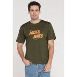 Jack & Jones Erkek Gögüs Logo Baskili %100 Pamuklu Tişört - Stars - 12255031 Forest Night