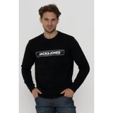 Jack & Jones Erkek Göğüs Logo Baskılı Sweatshirt - Minder - 01-Siyah