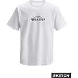 Jack & Jones Erkek Gögüs Logo Baskili Tisört- Blakevin - 0-Beyaz - XL