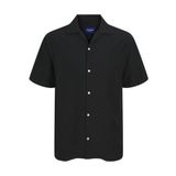 JACK & JONES Erkek Gömlek JORCABANA VARENNA SLUB SHIRT SS, Black, XXL