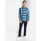 Jack & Jones Erkek Gömlek Mavi Uzun Kol Normal Kalıp Günlük Stil Ekose Desenli