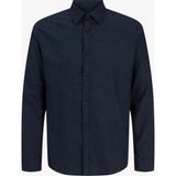 Jack & Jones Erkek Gömlek Uzun Kollu Melanj Dokulu Klasik Spor Düğmeli Regular Fit Günlük Mevsimlik Rahat 12299869 - 3XL - Lacivert