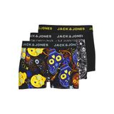 JACK & JONES Erkek JACSUGAR SKULL TRUNKS 3 PACK. NOOS Boxer, Black Detail:Black - Blazing yellow, L