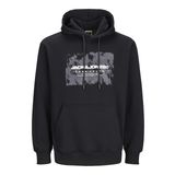 JACK & JONES Erkek Jcoaero Front Print Sweat Hood kapüşonlu kazak, Siyah, S