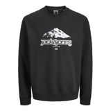 JACK & JONES Erkek Jcoflare Front Print Sweat Crew Neck, Siyah, XXL