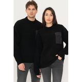 JACK & JONES Erkek JCOMETRO KNIT MOCK NECK Triko-Kazak, Black, XXL