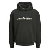 JACK & JONES Erkek Jcopuff Sweat Hood kapüşonlu kazak, Siyah/Baskı: JJ, S