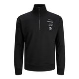 JACK & JONES Erkek JCOREFLECT SWEAT HALF ZIP HIGH NECK Sweatshirt, Black, L