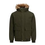 Jack & Jones Erkek JJCHAMP BOMBER JACKET FAUX FUR Ceket, Koyu Yeşil, XL