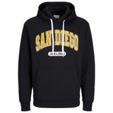 JACK & JONES Erkek Jjebradley Varsity Sweat Hood Styd kapüşonlu kazak, Siyah, L